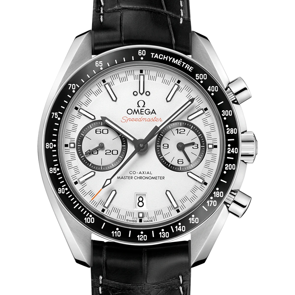 Omega 44.25 mm, steel on leather strap