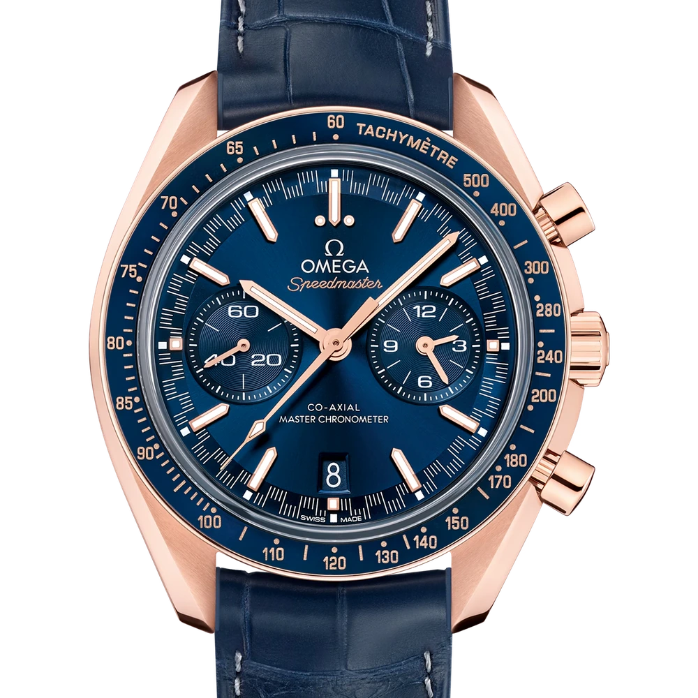 Omega 44.25 mm, Sedna gold on leather strap