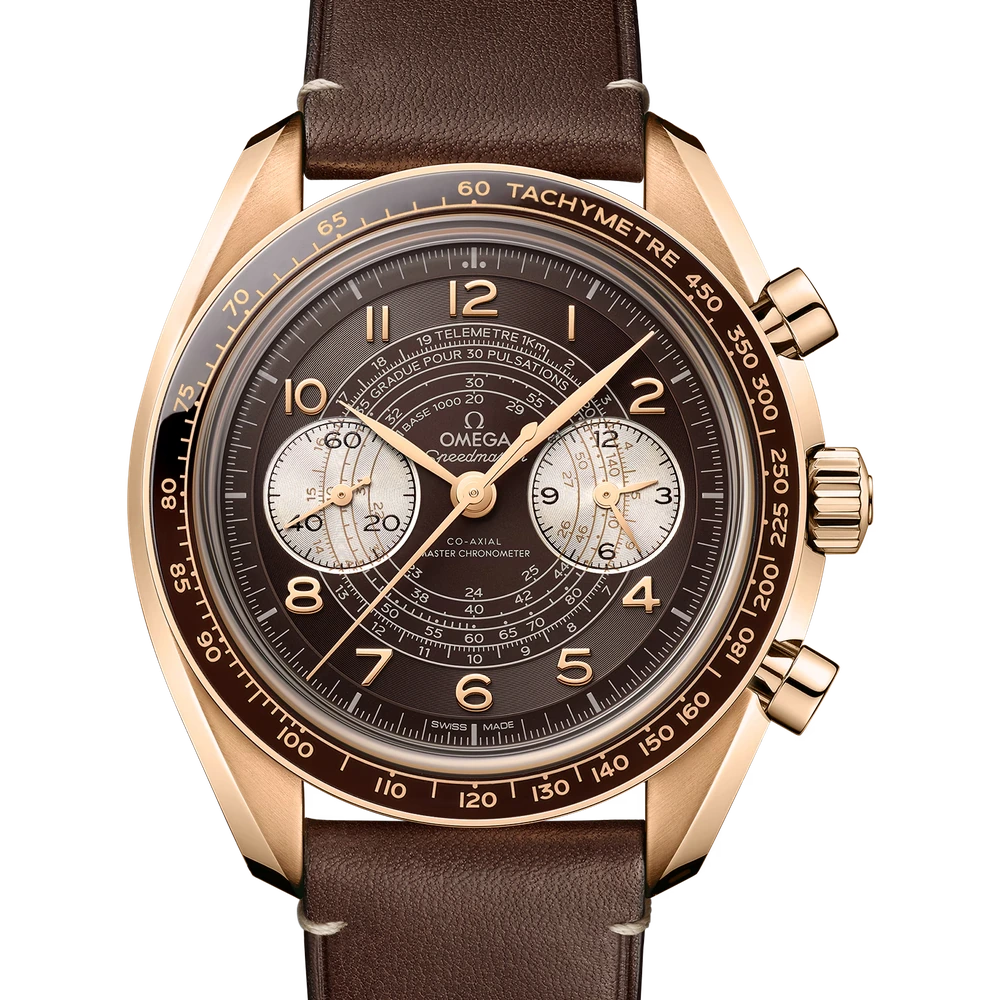 Omega 43 mm, Bronze gold on leather strap