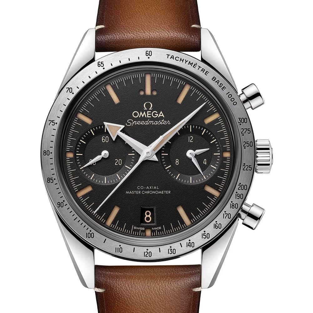 Omega 40.5 mm, steel on leather strap