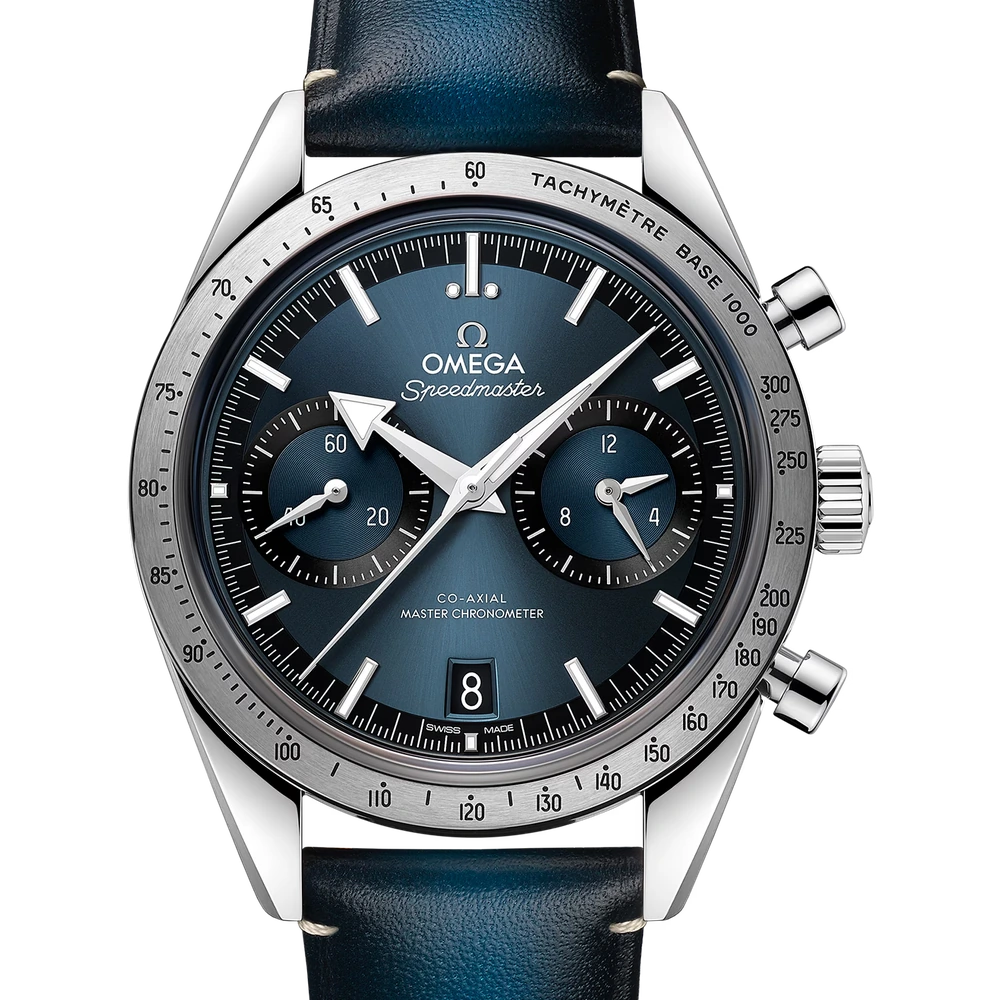 Omega 40.5 mm, steel on leather strap