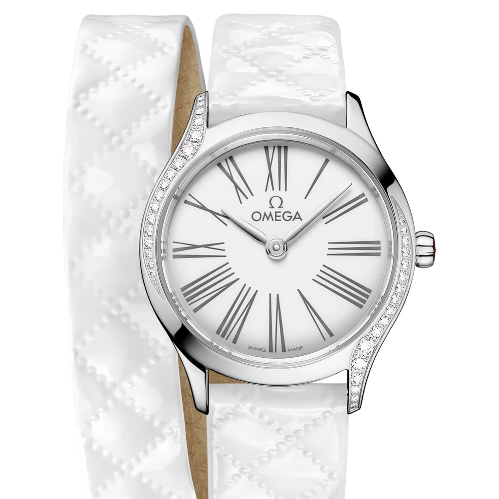 Omega 26 mm, steel on leather strap