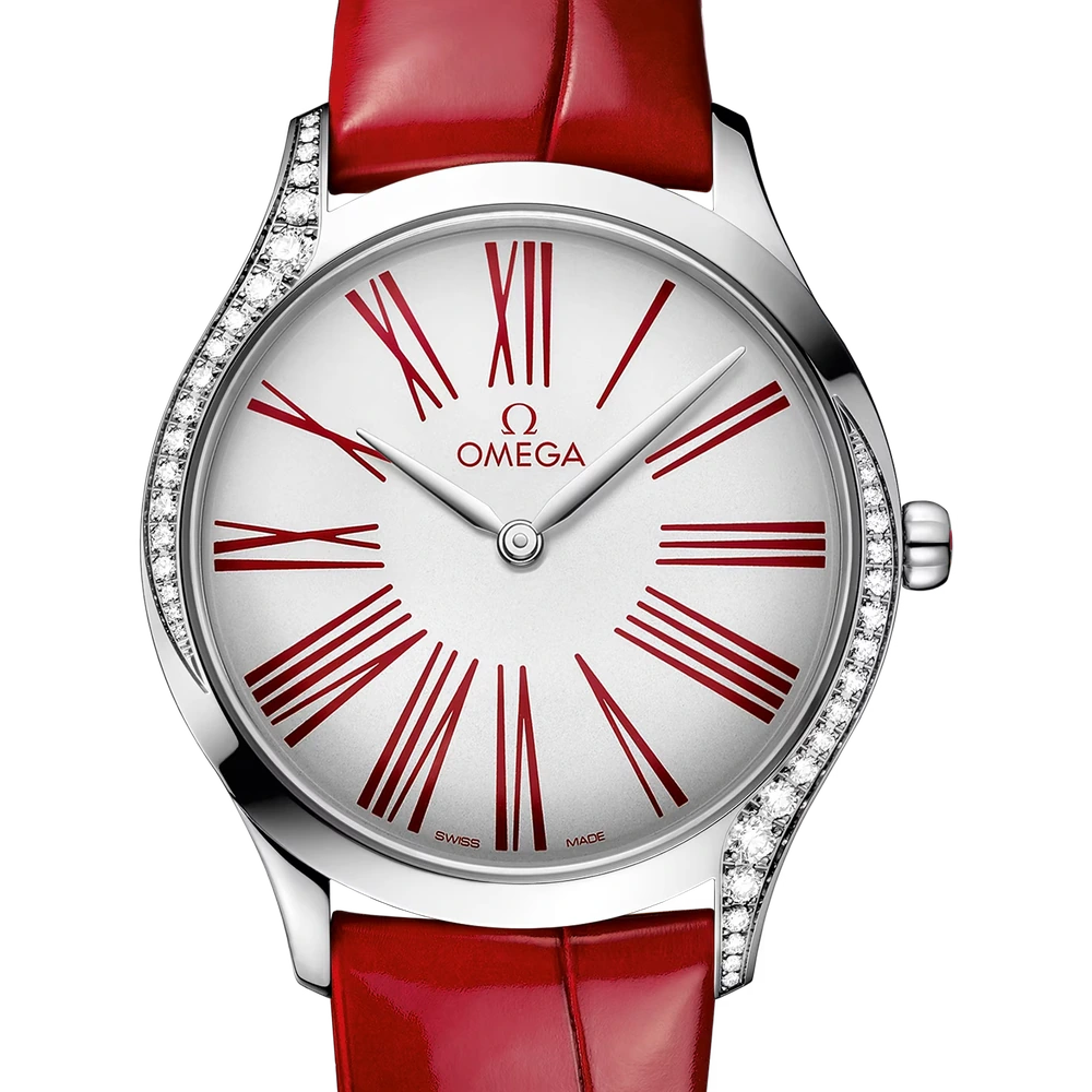 Omega 36 mm, steel on leather strap