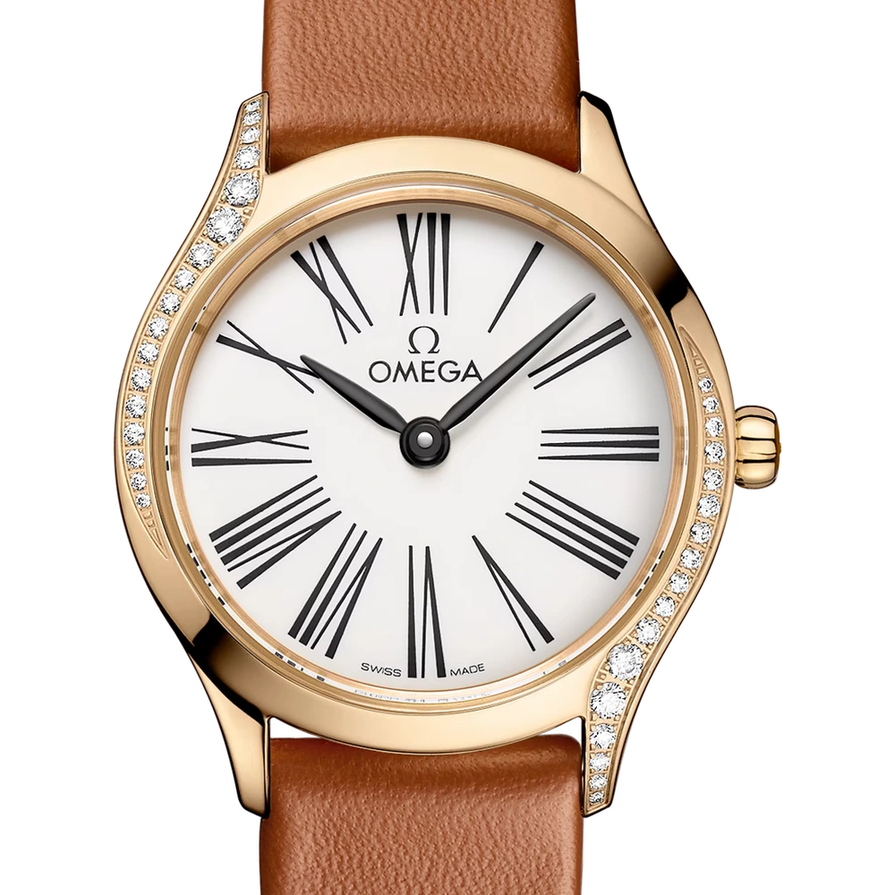 Omega 26 mm, Moonshine gold on leather strap