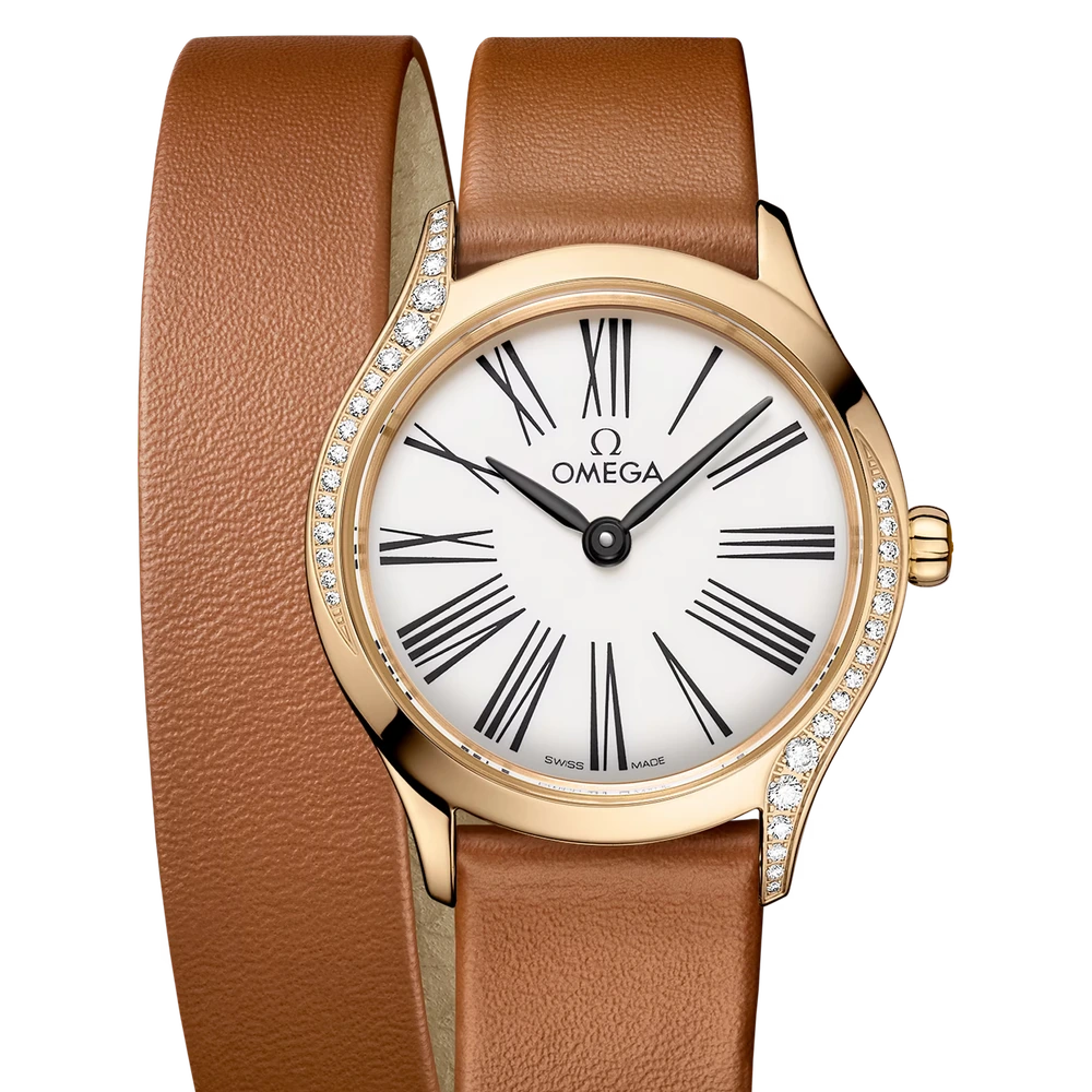 Omega 26 mm, Moonshine gold on leather strap