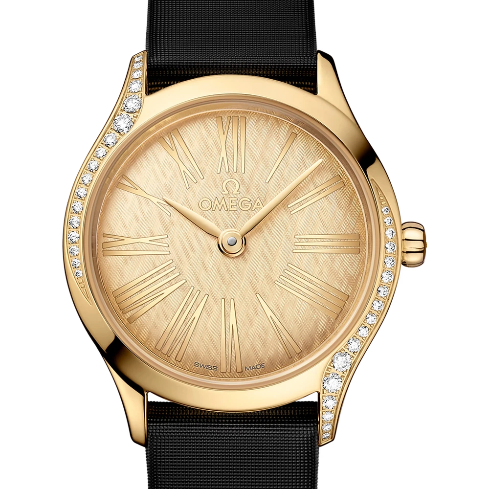 Omega 26 mm, Moonshine gold on fabric strap