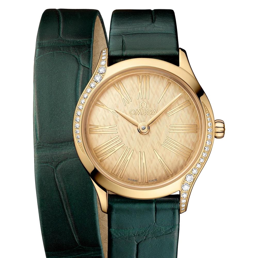 Omega 26 mm, Moonshine gold on alligator