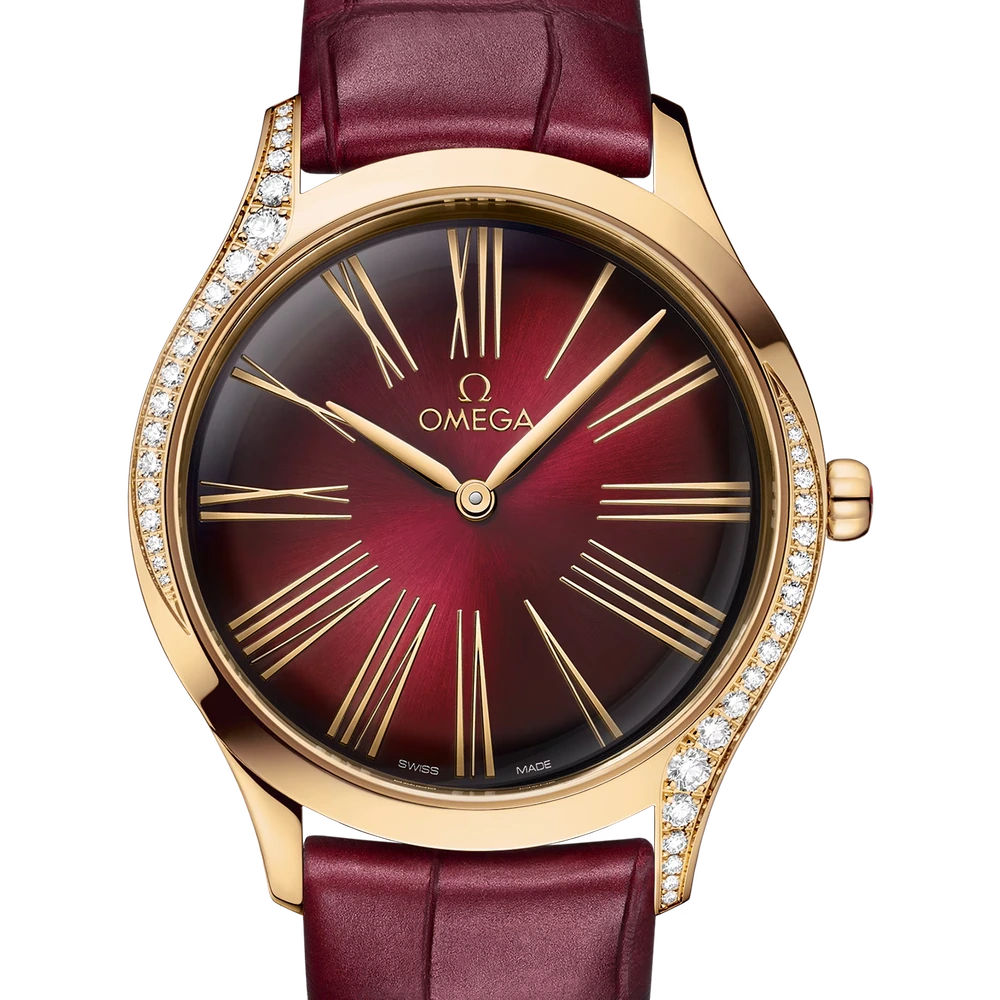Omega 36 mm, Moonshine gold on leather strap