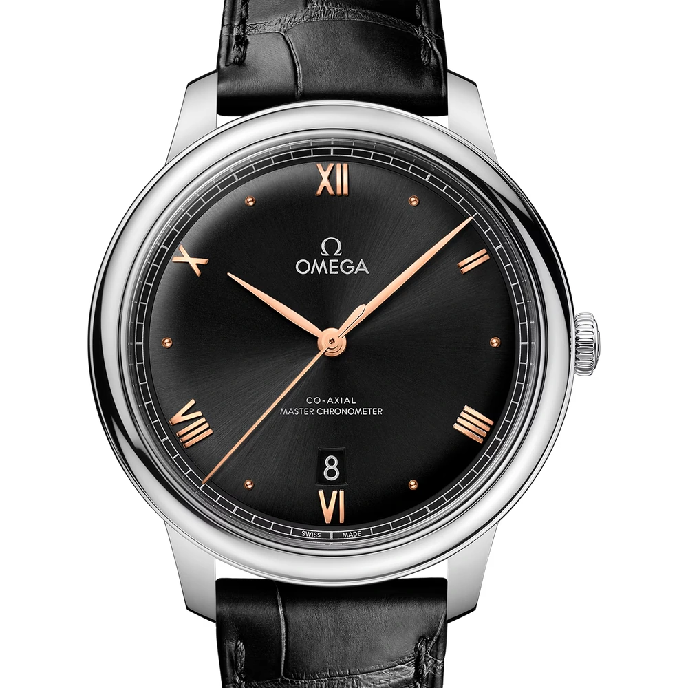 Omega 40 mm, steel on leather strap