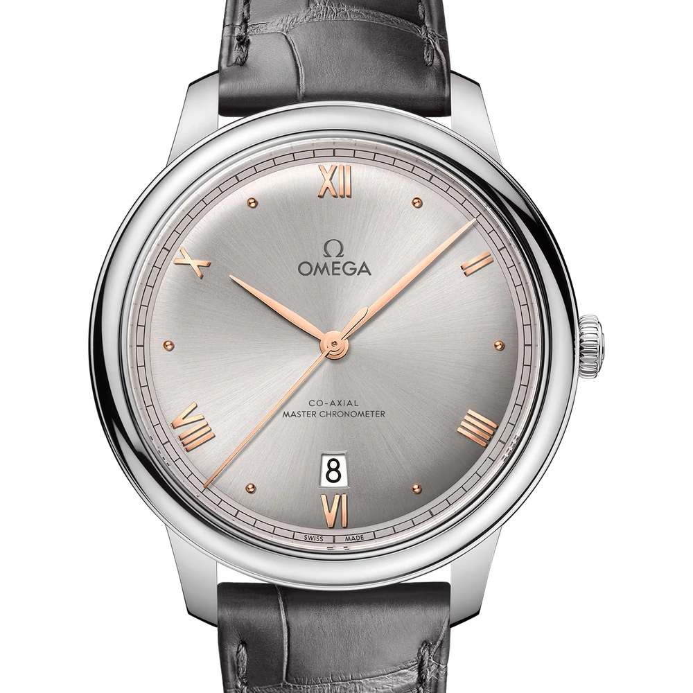 Omega 40 mm, steel on leather strap