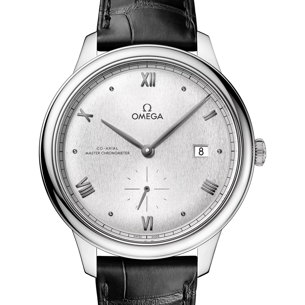 Omega 41 mm, steel on leather strap