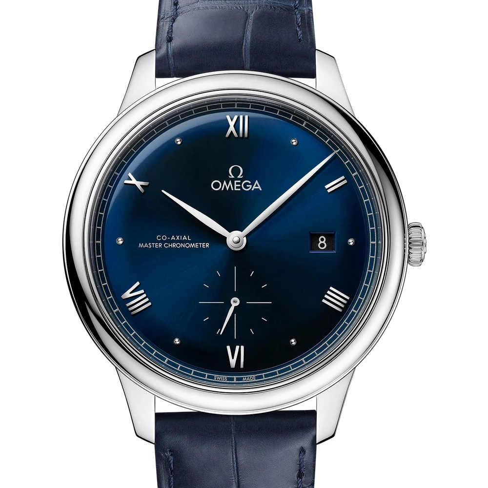 Omega 41 mm, steel on leather strap