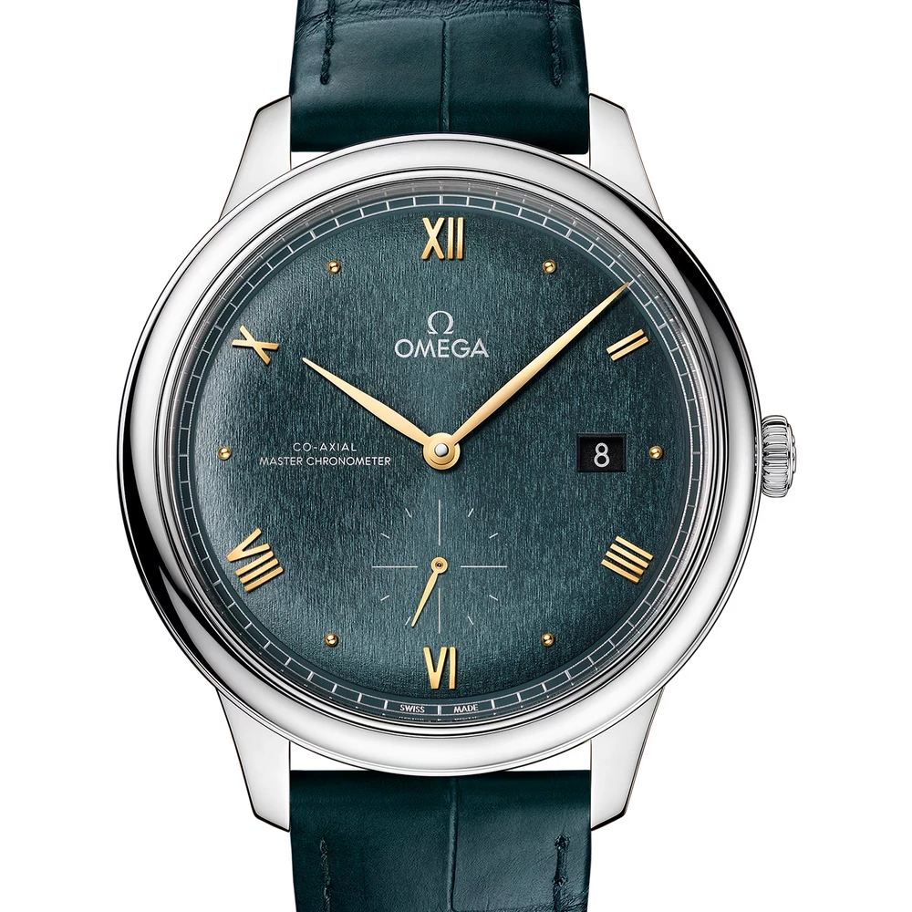 Omega 41 mm, steel on leather strap