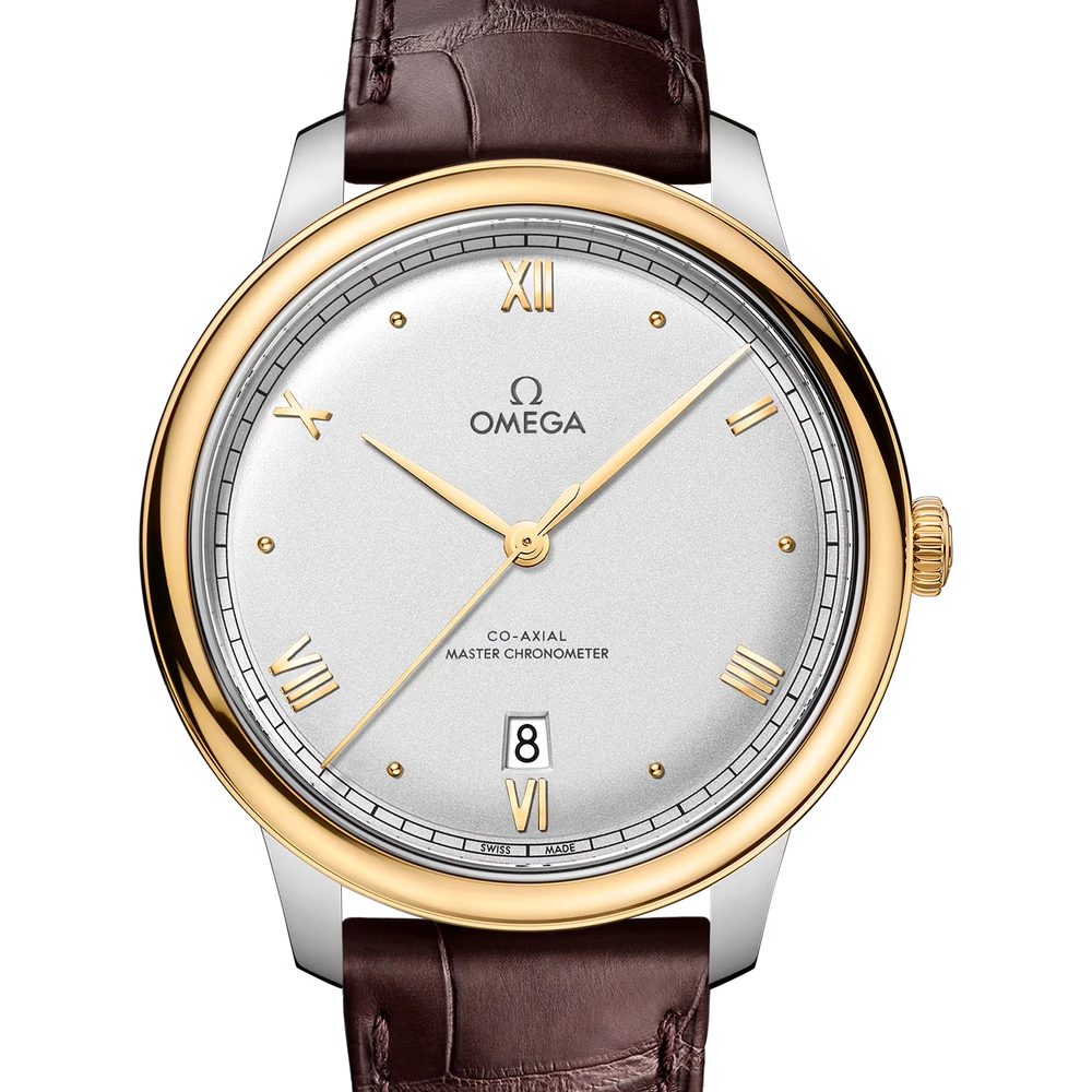 Omega 40 mm, steel - yellow gold on leather strap