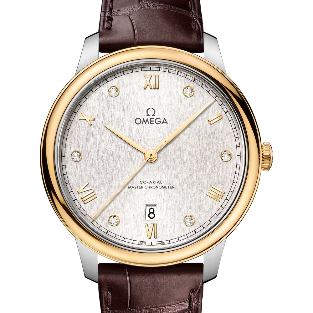 Omega 40 mm, steel - yellow gold on leather strap