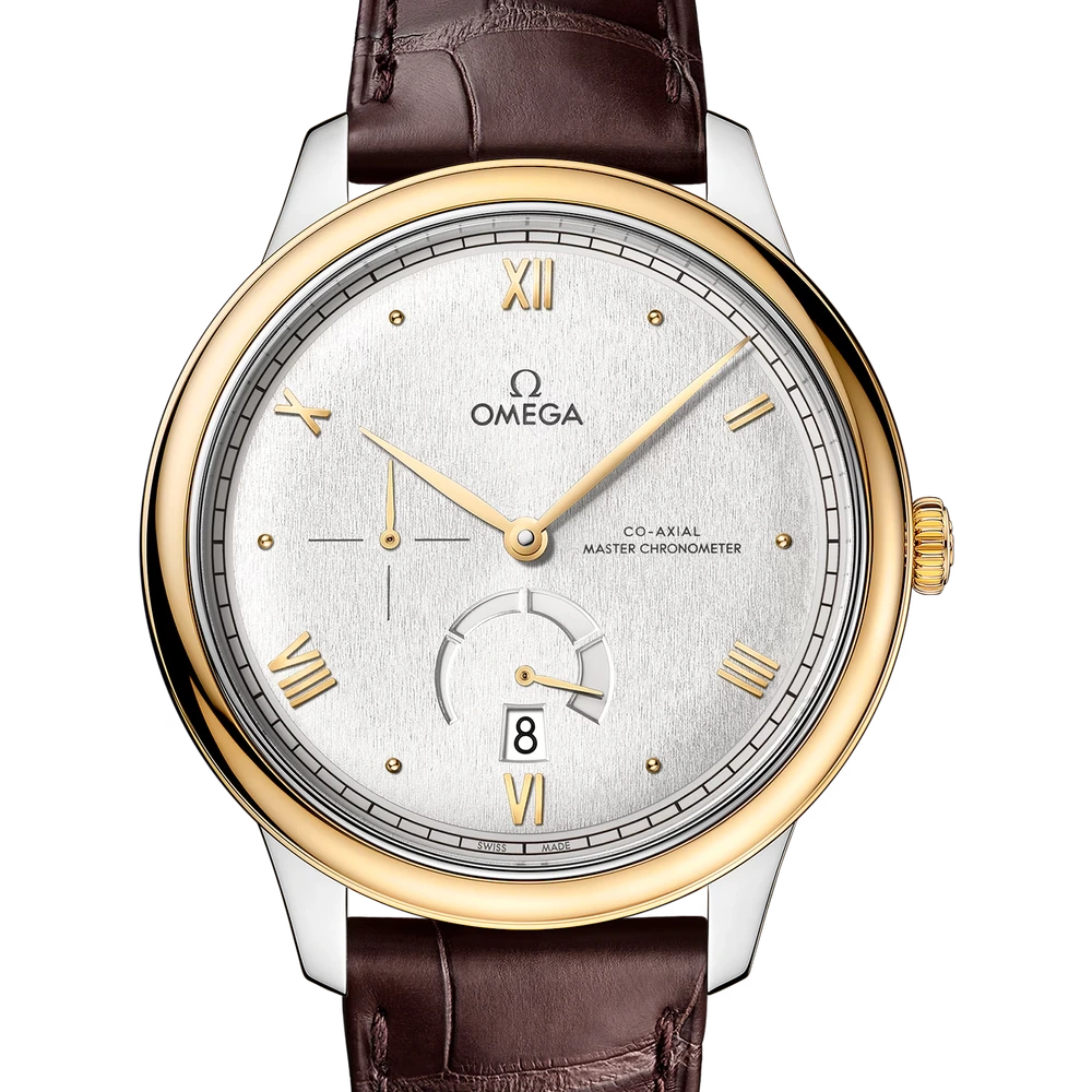Omega 41 mm, steel - yellow gold on leather strap