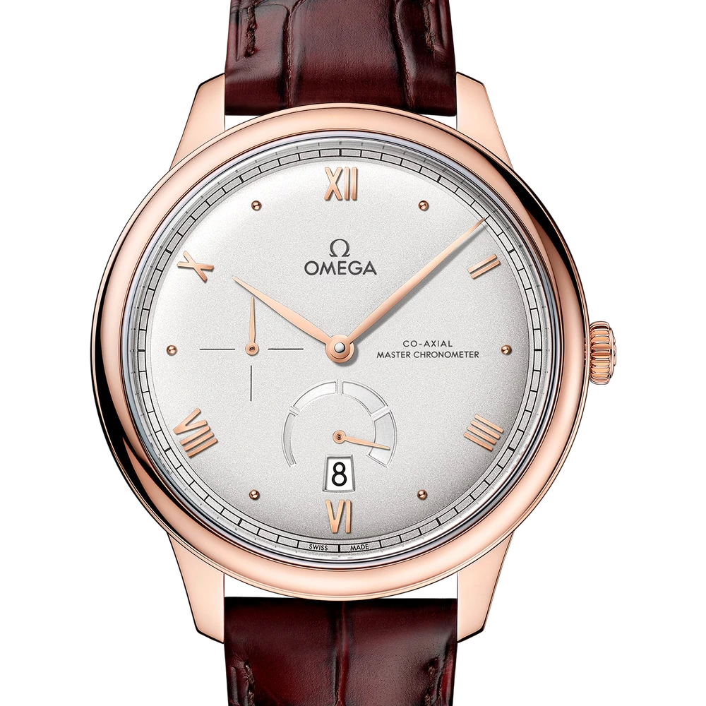 Omega 41 mm, Sedna gold on leather strap