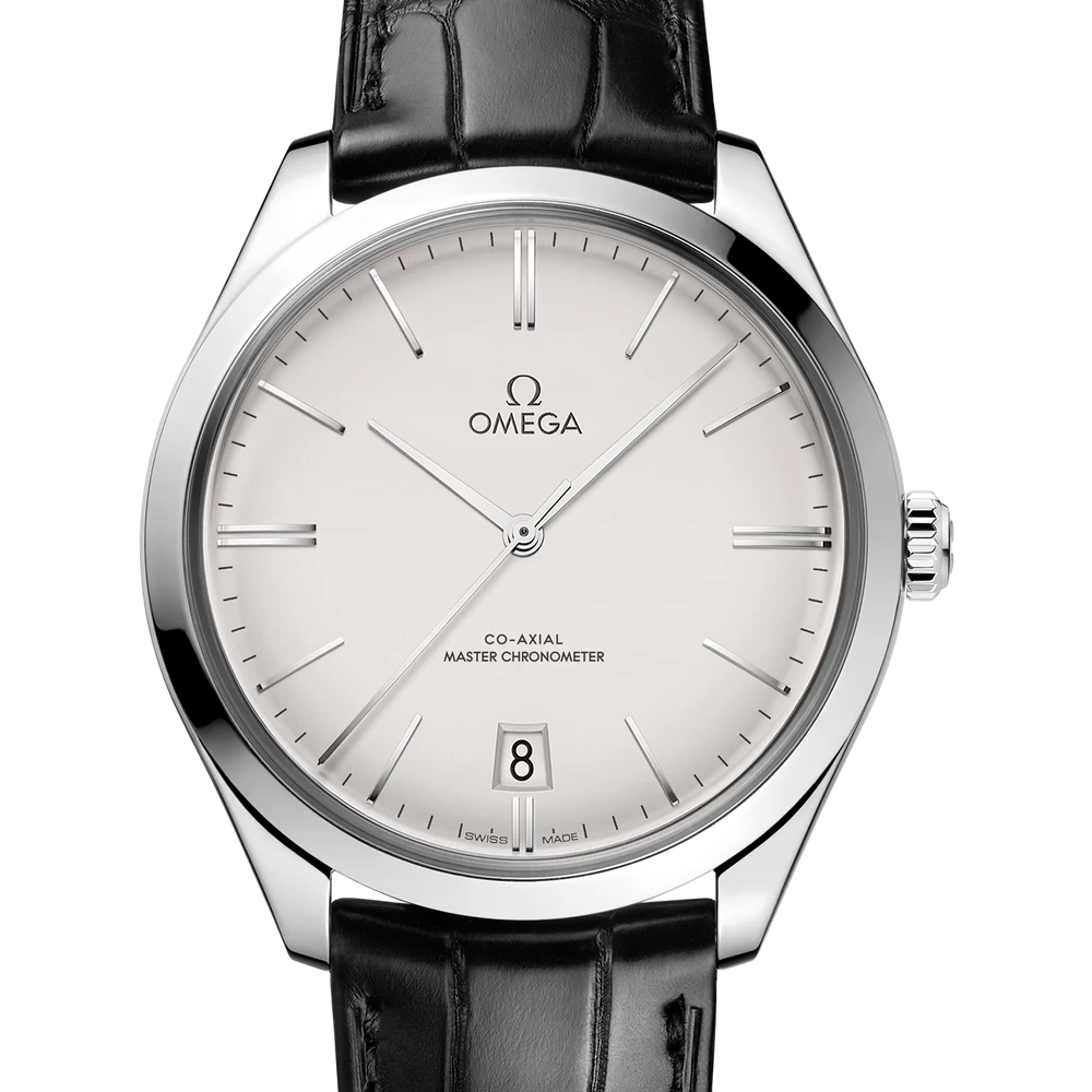 Omega 40 mm, steel on leather strap