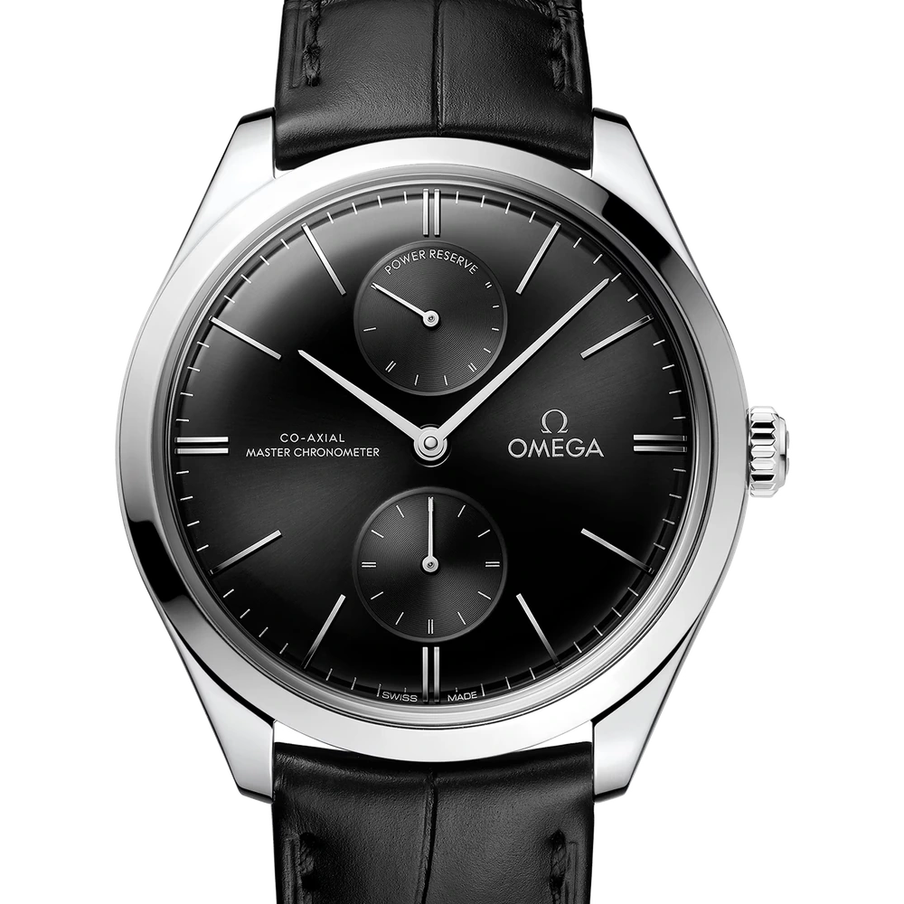 Omega 40 mm, steel on leather strap