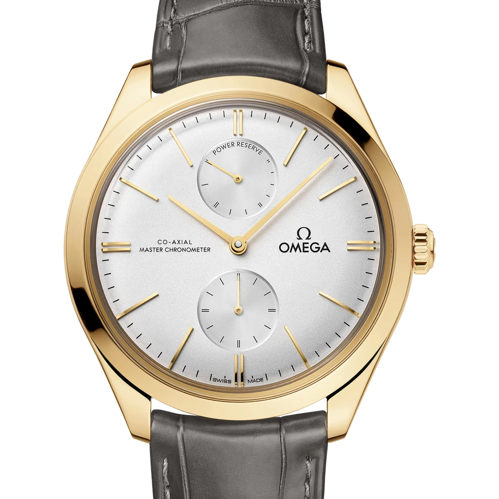 Omega 40 mm, yellow gold on leather strap
