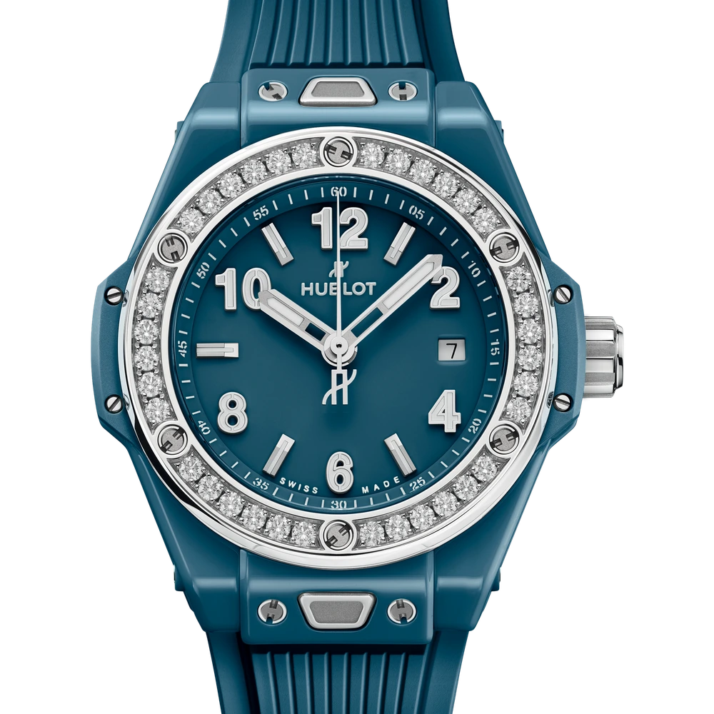 Hublot One Click Petrol Blue Ceramic Diamonds 33 mm