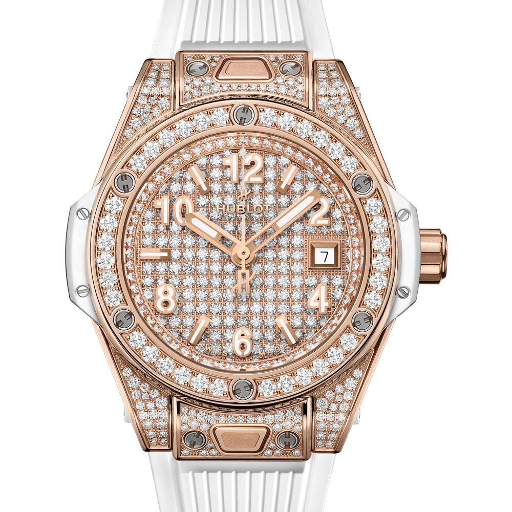 Hublot One Click King Gold White Full Pavé 33 mm