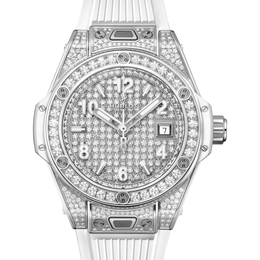 Hublot One Click Steel White Full Pavé 33 mm
