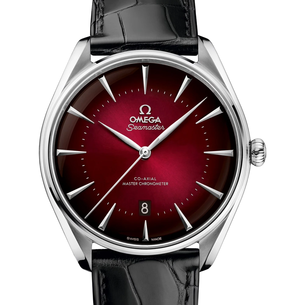 Omega 39.5 mm, steel on leather strap