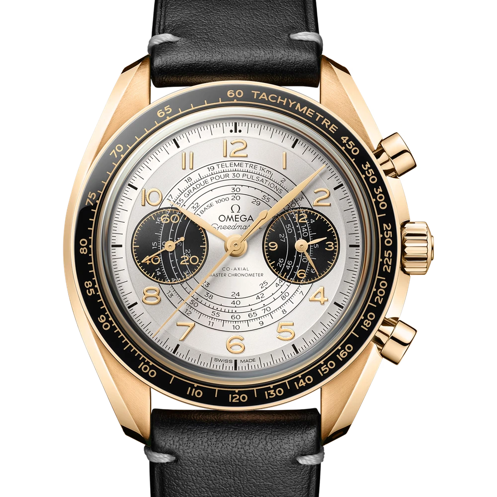 Omega 43 mm, Moonshine gold on leather strap