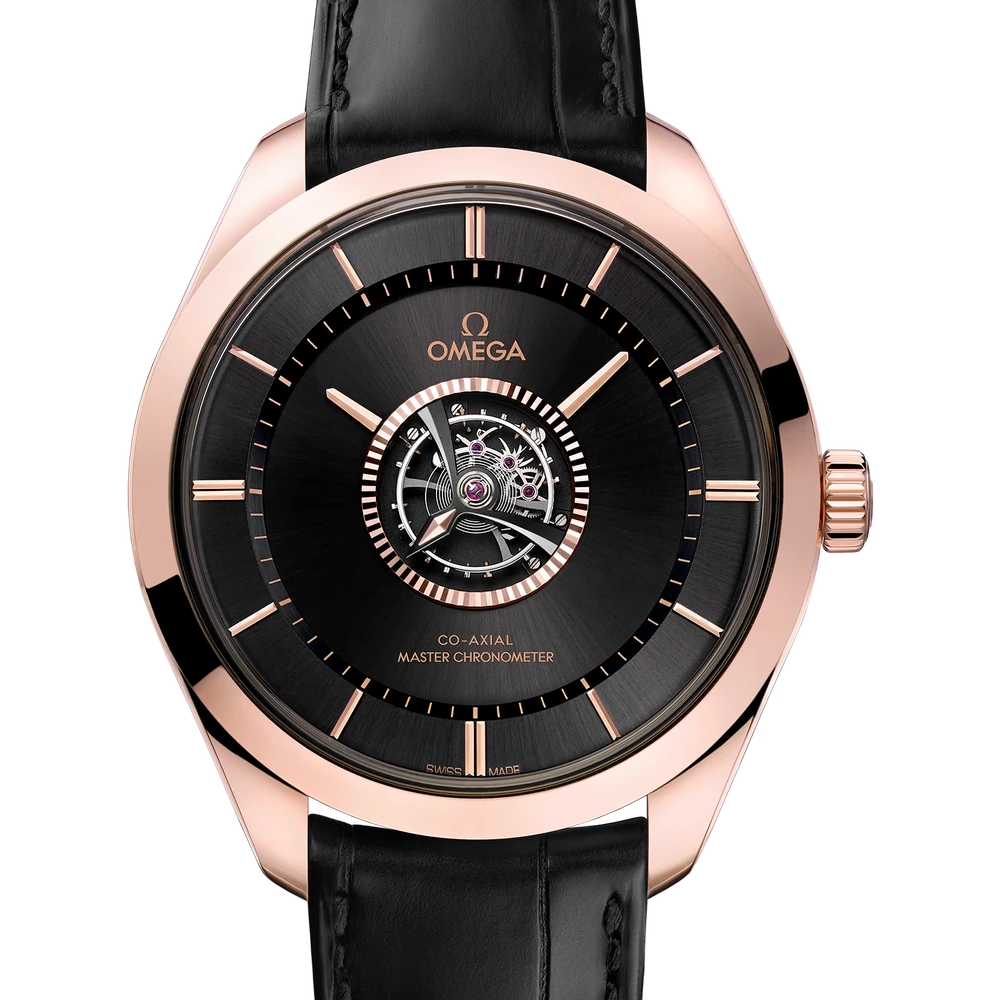 Omega 43 mm, Sedna gold - Canopus Gold on leather strap