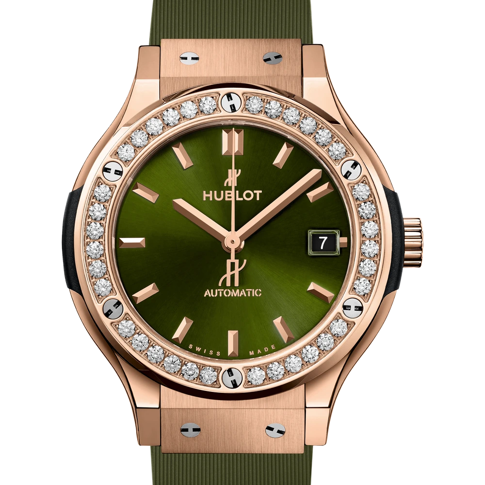 Hublot King Gold Green Diamonds 38 mm