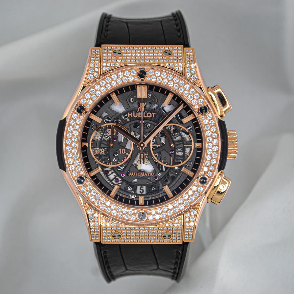 Hublot Classic Fusion Aerofusion Chronograph Skeleton Diamond 45mm 525.OX Box & Papers