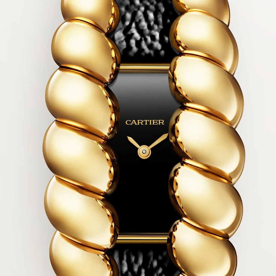 Cartier Tressage, quartz movement, yellow gold, 2 interchangeable leather straps