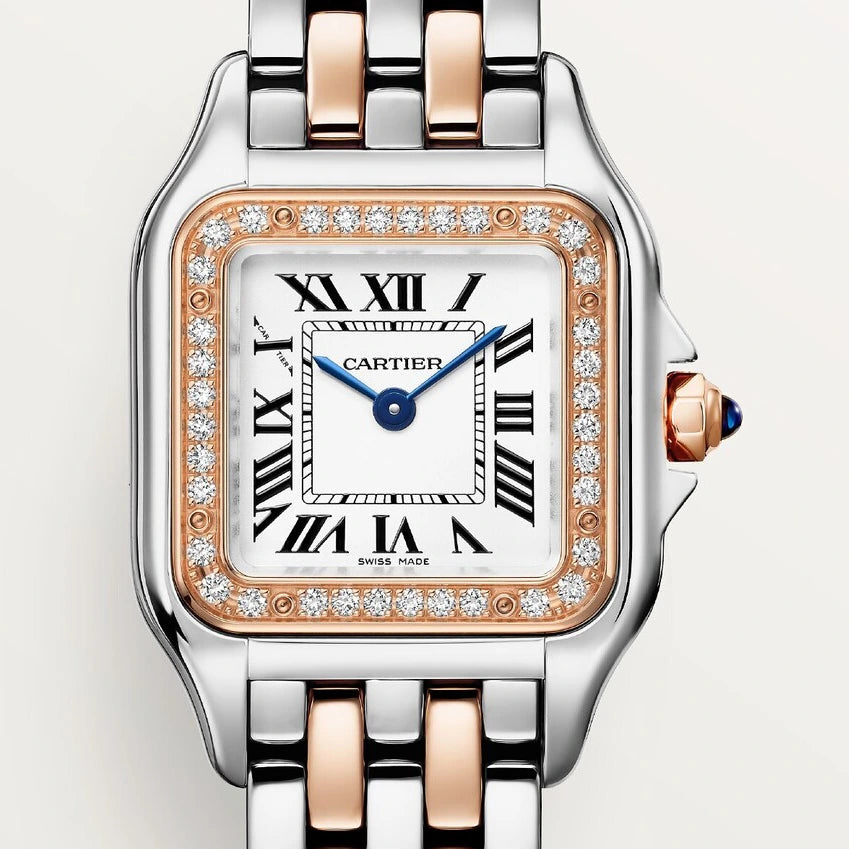 Cartier Panthère de Cartier, small model, quartz movement, rose gold, steel, diamonds