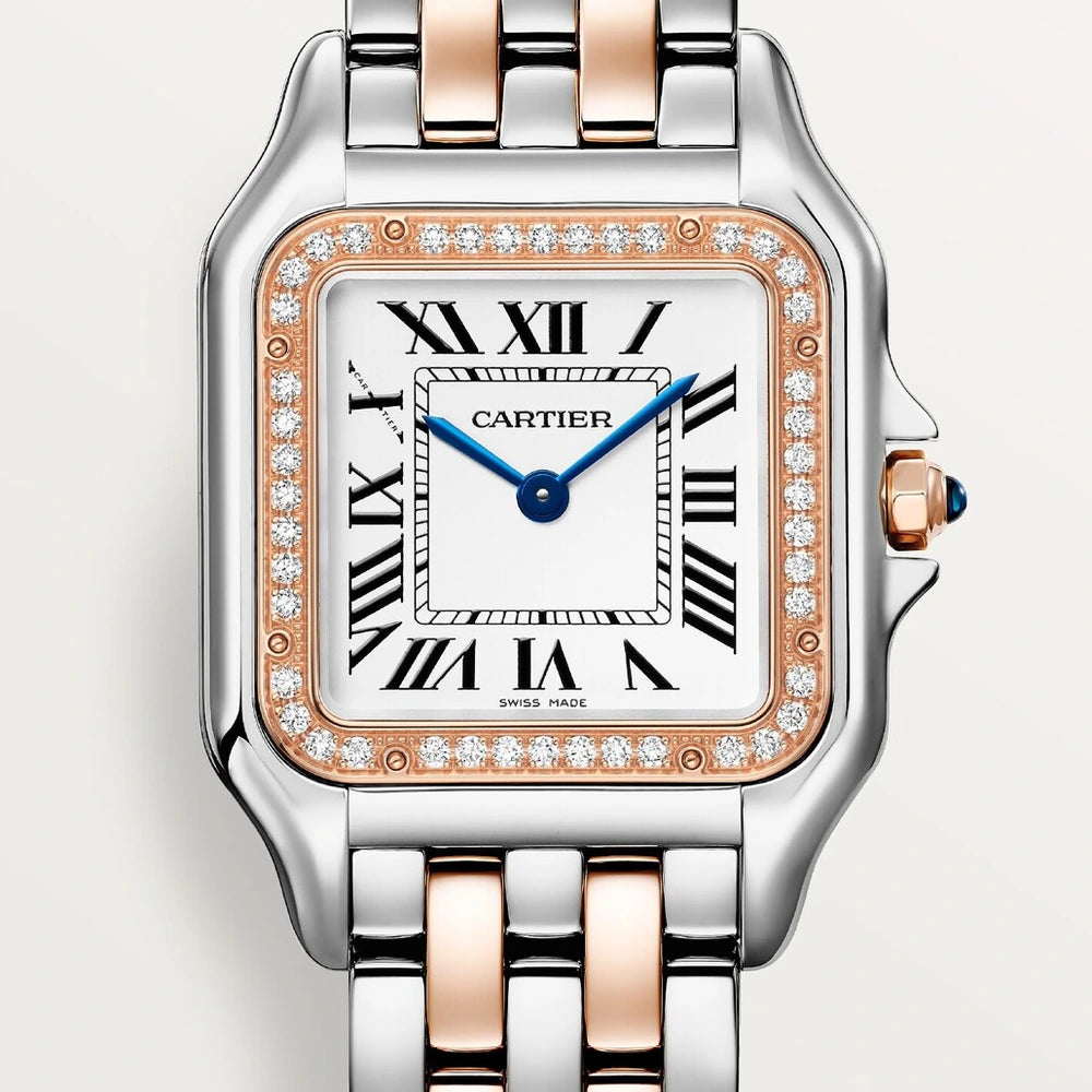 Cartier Panthère de Cartier, medium model, quartz movement, rose gold, steel, diamonds