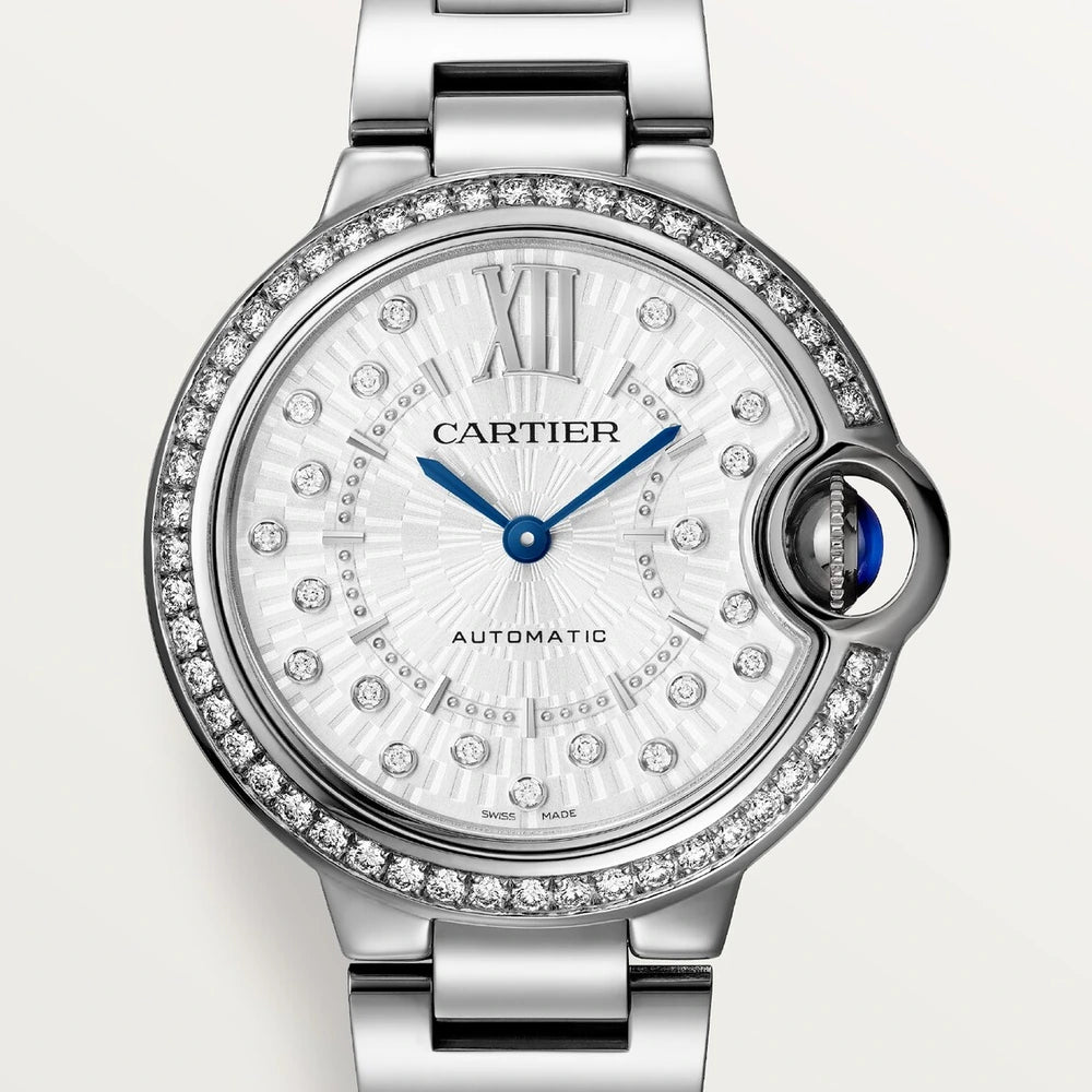 Cartier Ballon Bleu de Cartier, 33 mm, automatic mechanical movement, steel, diamonds