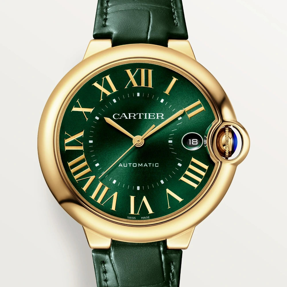 Cartier Ballon Bleu de Cartier, 40 mm, automatic movement, yellow gold, leather