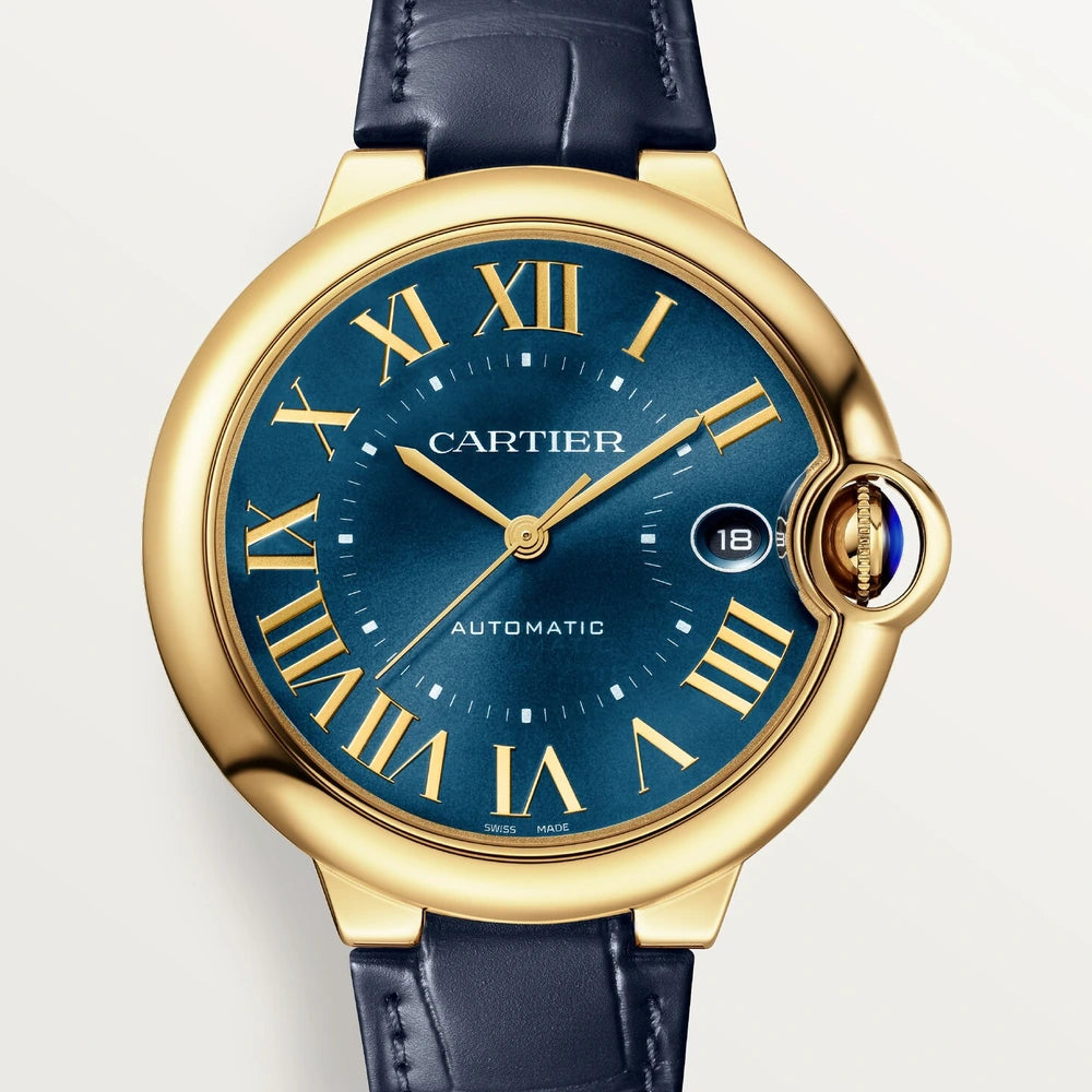 Cartier Ballon Bleu de Cartier, 40 mm, automatic movement, yellow gold, leather