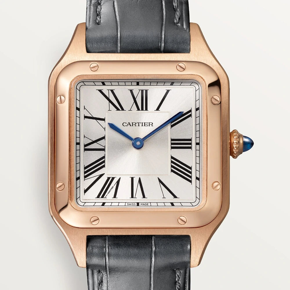 Cartier Santos-Dumont, small model, quartz movement, rose gold, leather