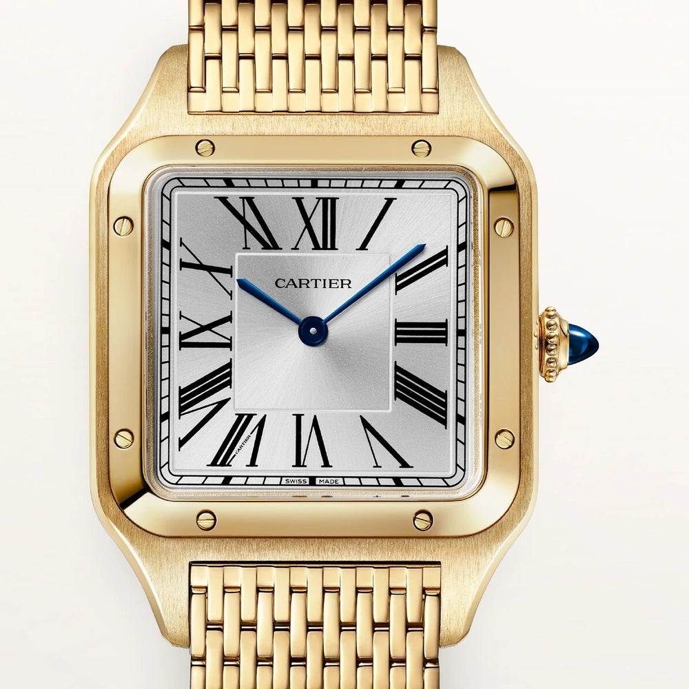 Cartier Santos-Dumont, large model, manual movement, yellow gold, interchangeable metal