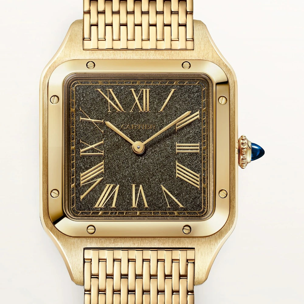 Cartier Santos-Dumont, large model, manual movement, yellow gold, interchangeable metal