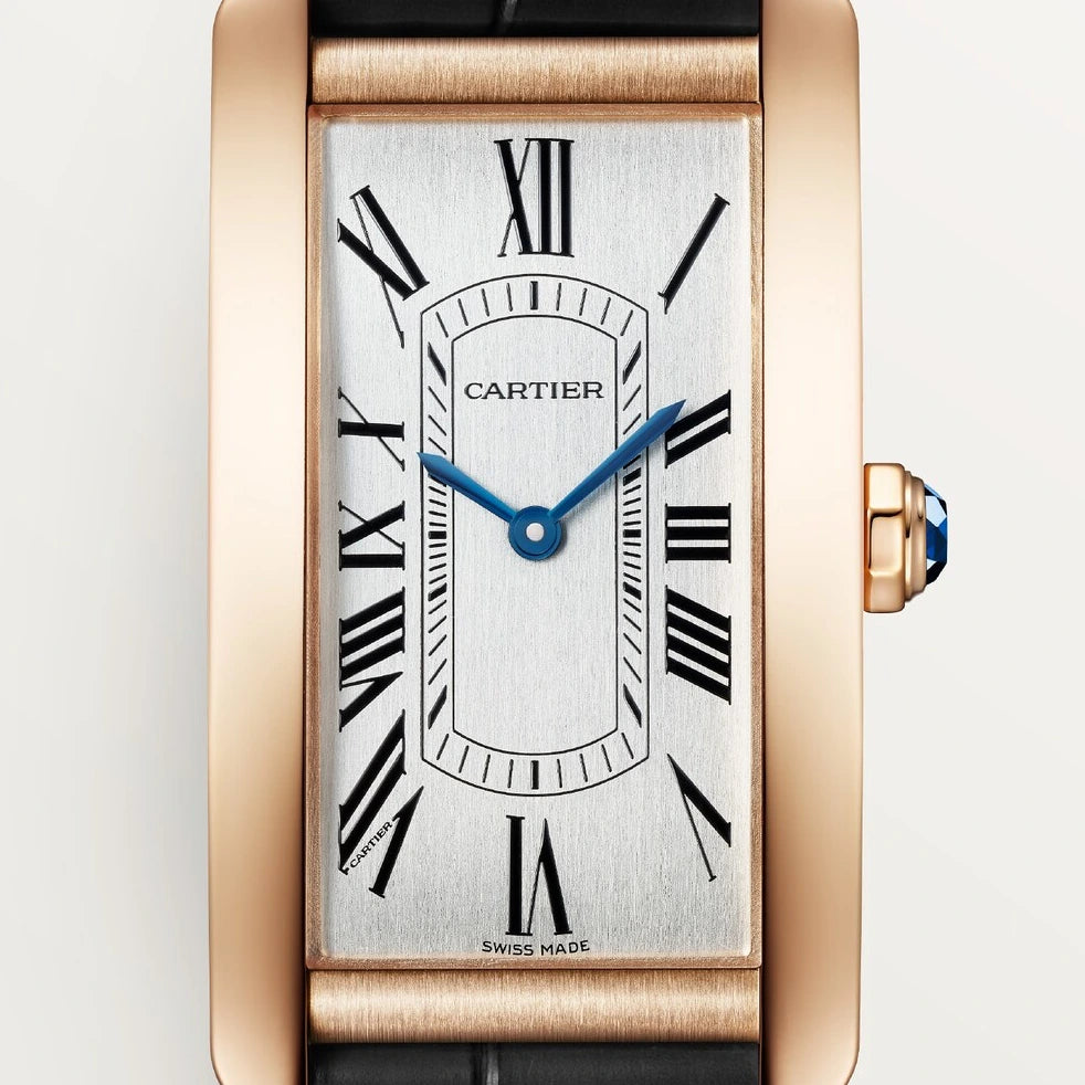 Cartier Tank Américaine, large model, automatic mechanical movement, rose gold, leather