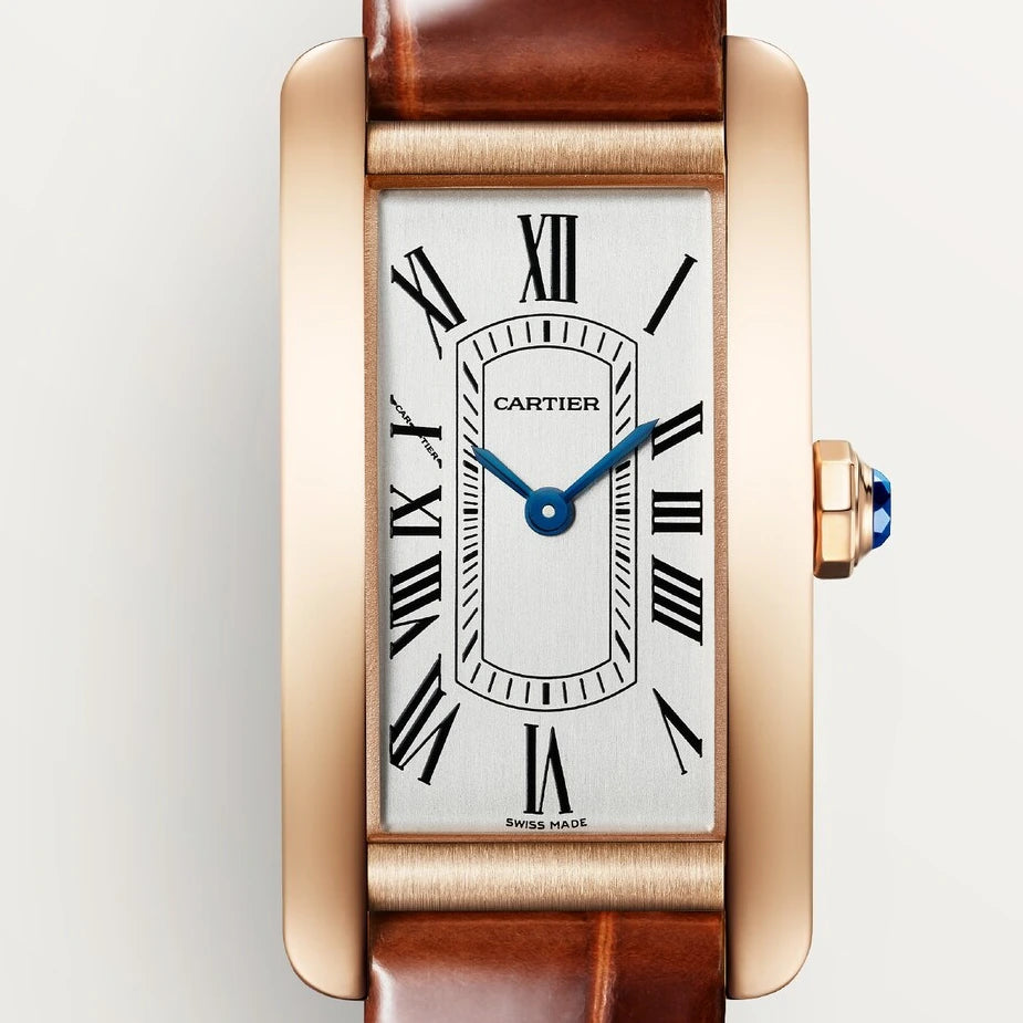 Cartier Tank Américaine, small model, quartz movement, rose gold, leather