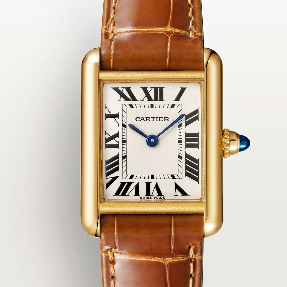 Cartier Tank Louis Cartier, small model, quartz movement, yellow gold, leather