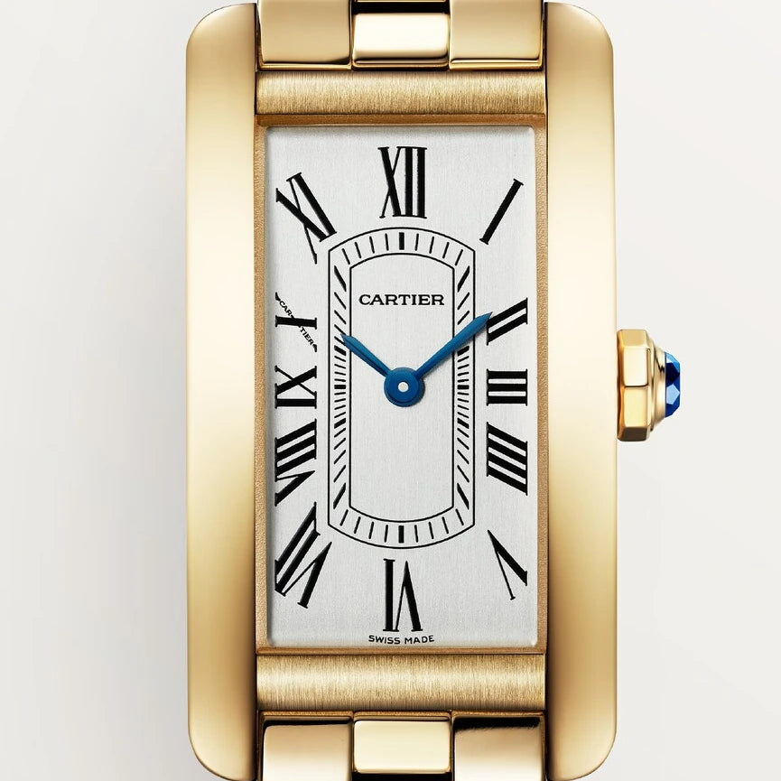 Cartier Tank Américaine, small model, quartz movement - high autonomy, yellow gold
