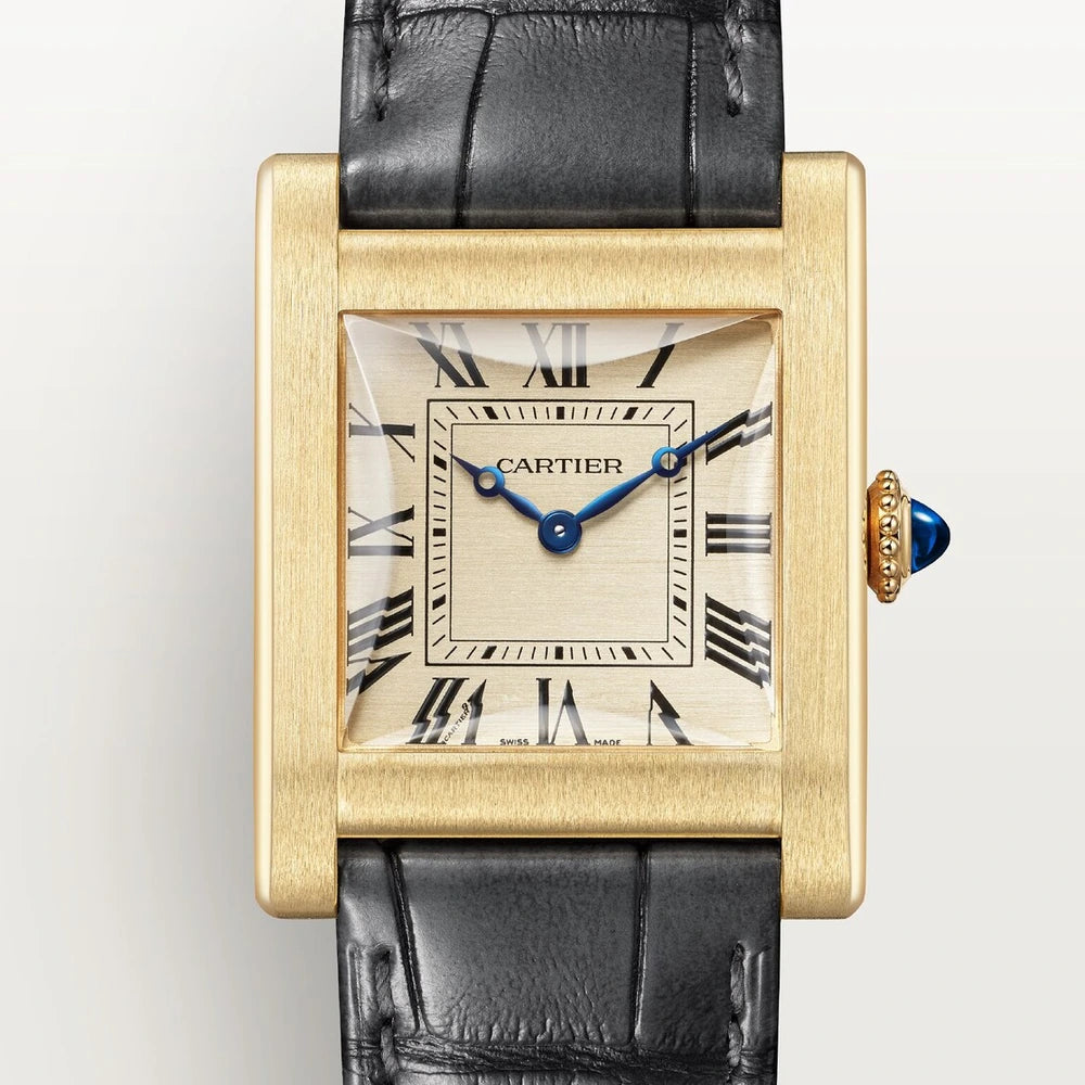 Cartier Tank Normale, large model, manual movement, yellow gold, leather