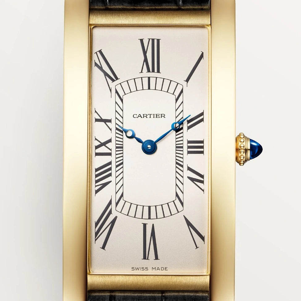 Cartier Tank Cintrée, manual movement, yellow gold, leather