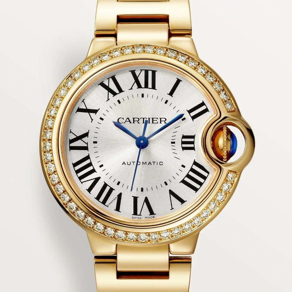 Cartier Ballon Bleu de Cartier, 33 mm, mechanical movement with automatic winding, yellow gold, diamonds