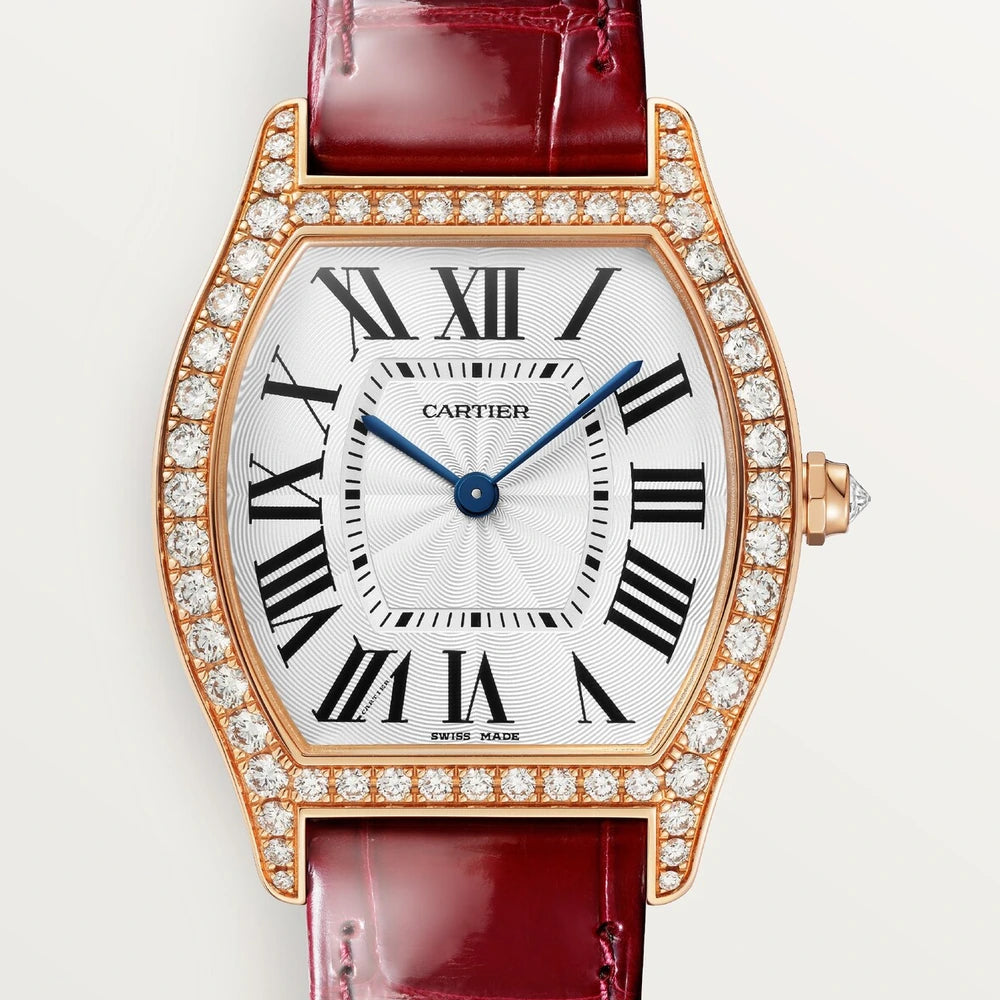 Cartier Tortue, medium model, hand-wound mechanical movement, rose gold, diamonds
