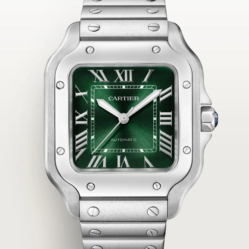 Cartier Santos de Cartier, medium model, automatic movement, steel, interchangeable metal and leather bracelets
